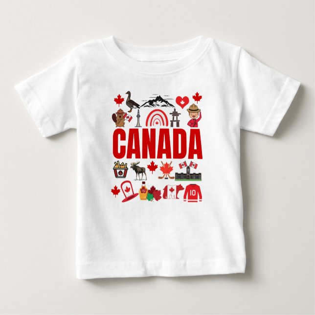 Collage niedlich Canada Symbols Baby T-shirt (Vorderseite)
