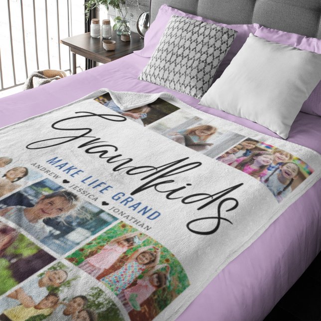 Collage of 9 photos of Grandchildren with a Quote Fleecedecke (Von Creator hochgeladen)