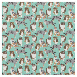 Collage of Australian Shepherd Dogs Stoff