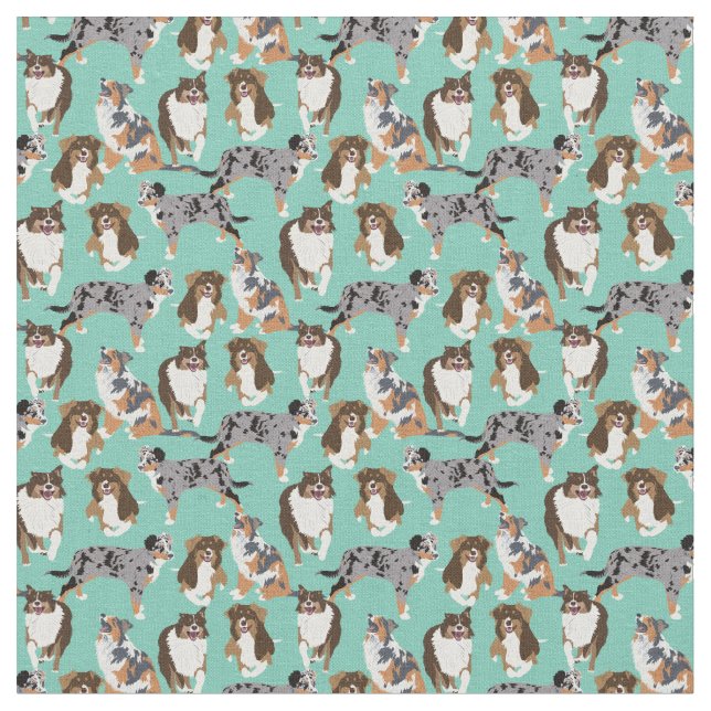 Collage of Australian Shepherd Dogs Stoff (Nahaufnahme)