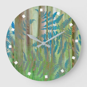 Collage of Bracken Ferns and Forest  Seabeck, WA Große Wanduhr