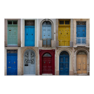 Collage of bunt front doors poster
