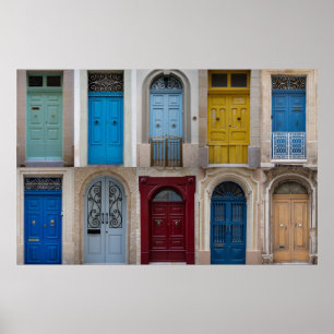 Collage of bunt front doors poster