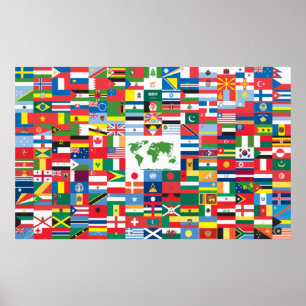 Collage of Country Flags aus der ganzen Welt Poster