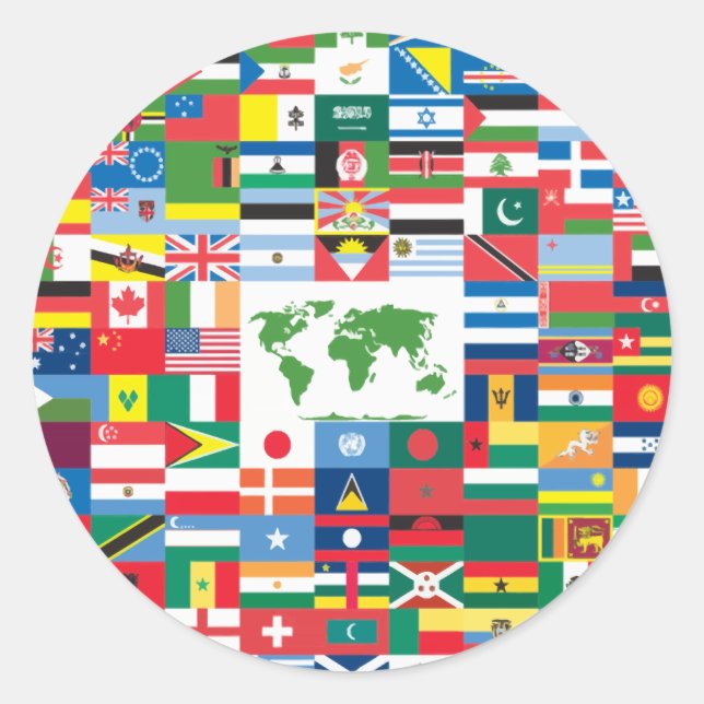 Collage of Country Flags aus der ganzen Welt Runder Aufkleber (Vorderseite)