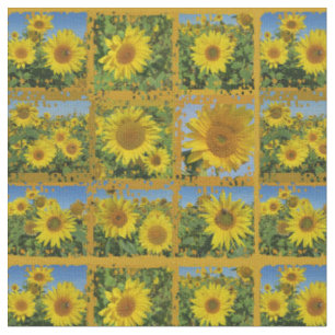 Collage of gelbe Sonnenblumen im Sommer Stoff