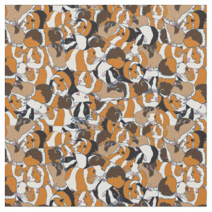 Collage of Guinea Pigs Illustrations Gemustert Stoff