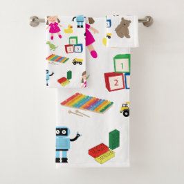Collage of Kids Toys Badhandtuch Set