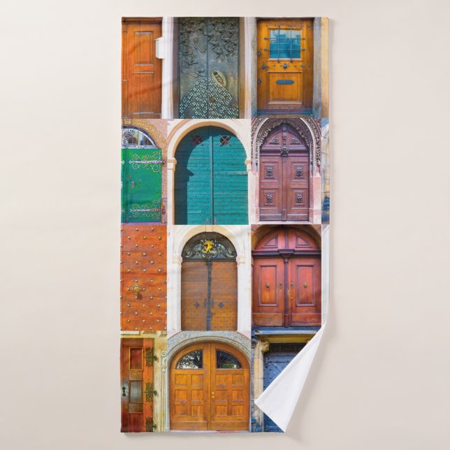 Collage of mittelalterliche front doors in Prag, T Badehandtuch (Badehandtuch)