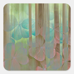 Collage of Oxalis and Trees Seabeck, WA Quadratischer Aufkleber