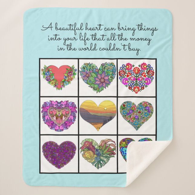 Collage of Painted Hearts (light blue), with Quote Sherpadecke (Vorderseite)