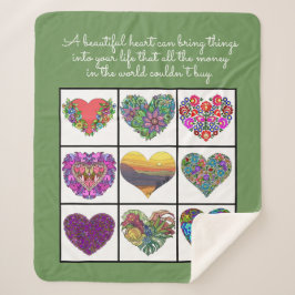 Collage of Painted Hearts (on green), with Quote Sherpadecke