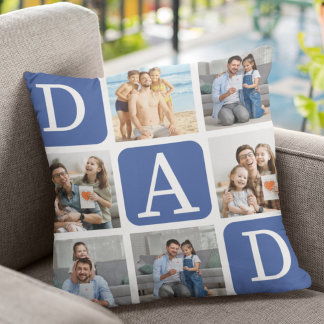 Collage of photos of children, Gift for Dad Kissen