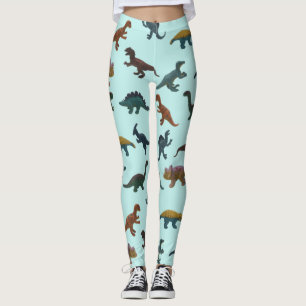 Collage of Plastic Toy Dinosaurier Minze Green Leggings