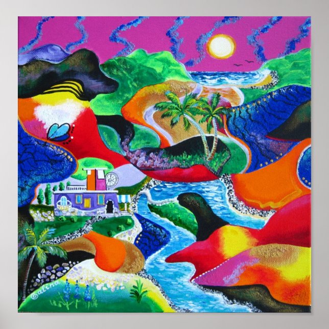 Collage of Puerto Rico Tropical Caribbean Art Poster (Vorne)