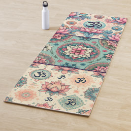 Collage of Turquoise and peach Mandalases Yogamatte