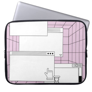 Collage of user interface elements. Cyberpunk und Laptopschutzhülle