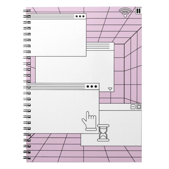 Collage of user interface elements. Cyberpunk und Notizblock (Vorderseite)
