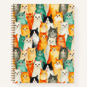 Collage of Watercolor Cats Journal Notizbuch