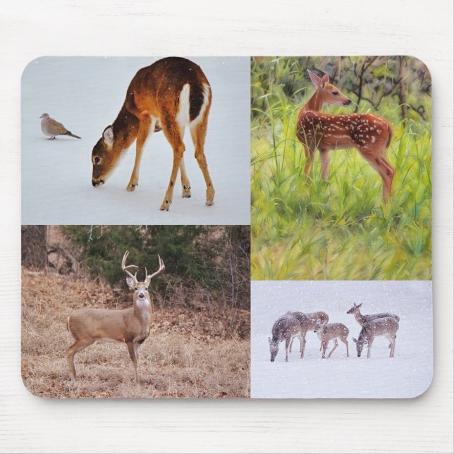 Collage of Wild Deer in Texas Seasonal Mouse Pad Mousepad (Vorne)