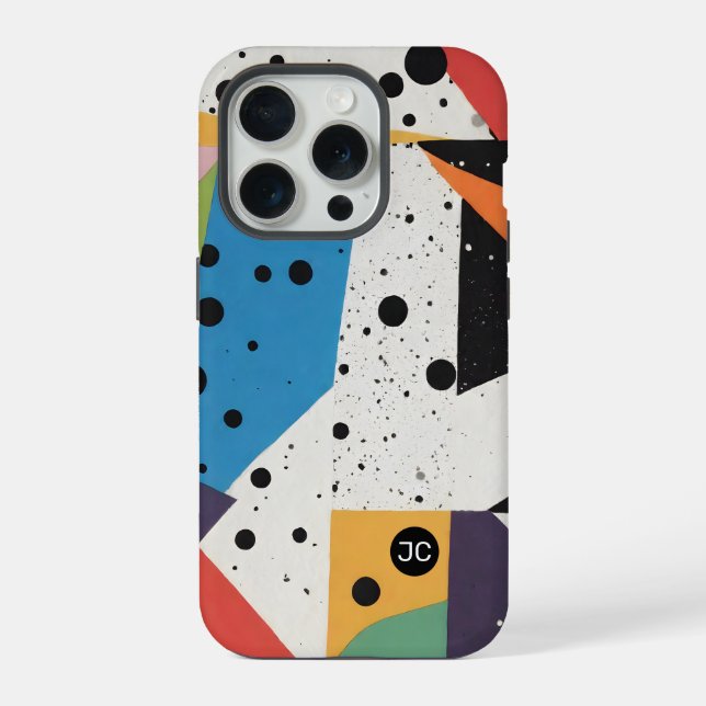 Collage Paper Black Dots iPhone Hülle (Rückseite)