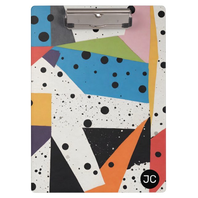 Collage Paper Black Dots Klemmbrett (Vorderseite)