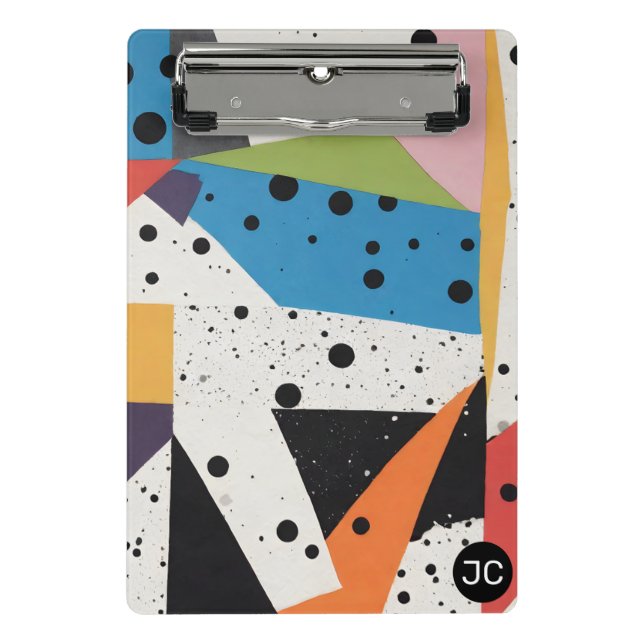 Collage Paper Black Dots Mini Klemmbrett (Vorderseite)