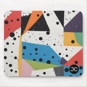 Collage Paper Black Dots Mousepad