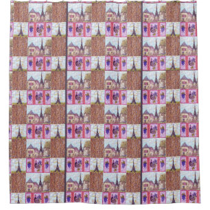 Collage Paris Eiffelturm inspirierter Duschvorhang