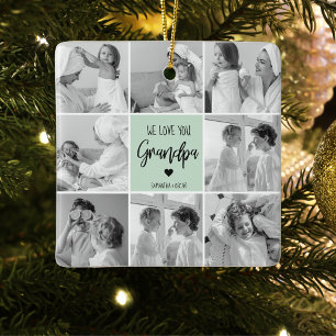 Collage Photo Best Grandpa Ever Pastel Mint Gift Keramikornament