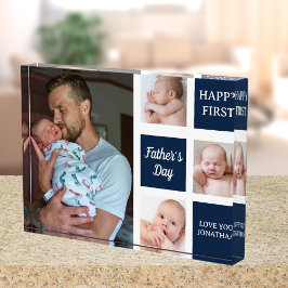 Collage Photos First Father's Day Navy blue Fotoblock