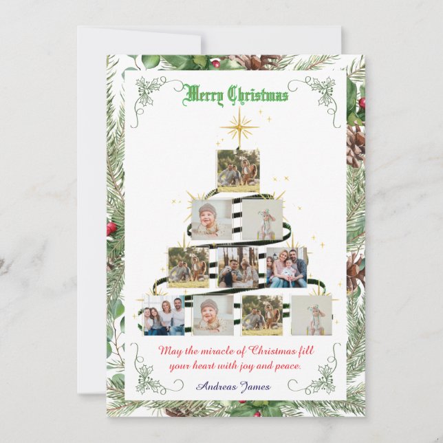 Collage Pine Needle Feiertagskarte (Vorderseite)