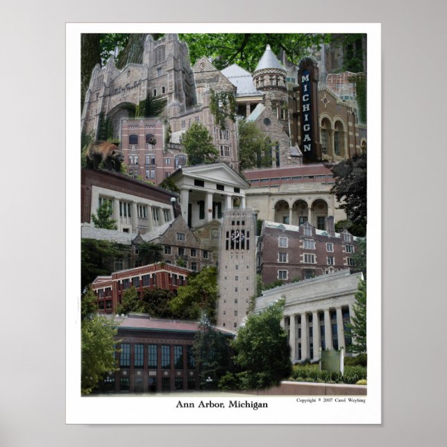 Collage Poster Ann Arbor Michigan 11 x 14 (Vorne)