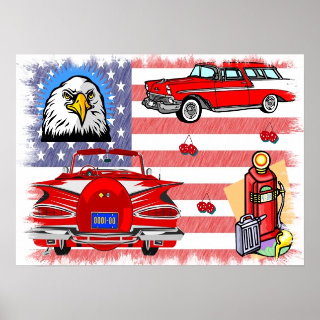 Collage Poster der Vintagen 1950er und 60er Jahre (Vorne)