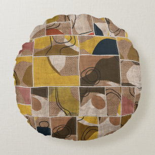 Collage Quilt: Mixed Print. Rundes Kissen