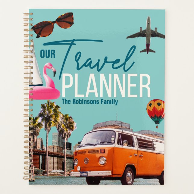 Collage Retro Chic Custom Travel Planner Planer (Vorderseite)
