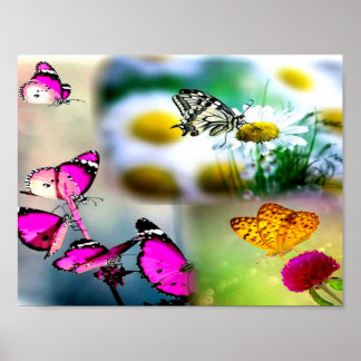 Collage Schmetterling_Pink Poster