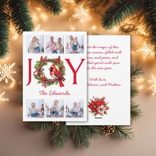 Collage sechs Fotos | Joy Christmas Feiertagskarte (Get this beautiful collage holiday card for your Christmas greetings. Buy yours now!)