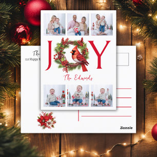 Collage sechs Fotos Joy Christmas Postcard Postkarte