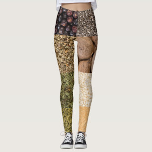 Collage Set von Gewürzen und Lebensmittelzutaten Leggings