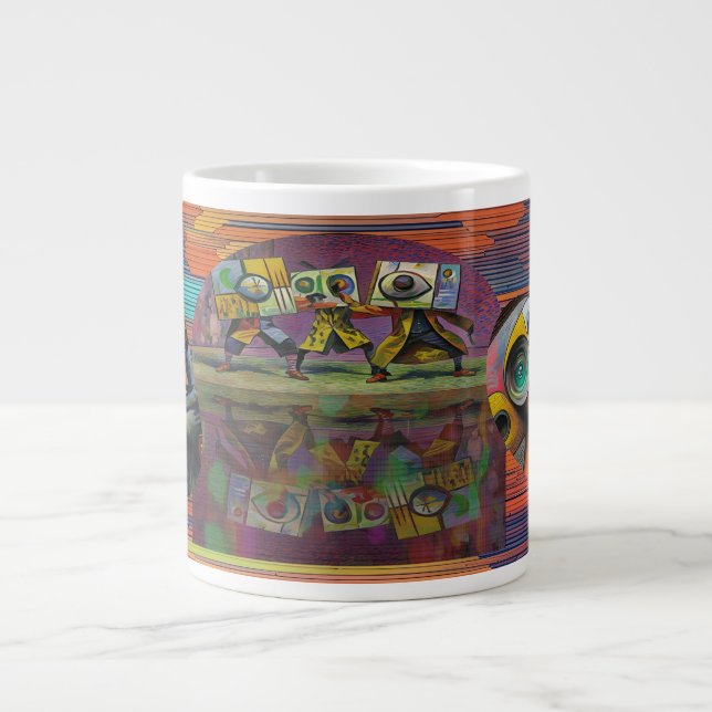 Collage und Farbe Jumbo-Tasse (Vorderseite)