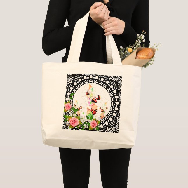 Collage Vintag Jumbo Stoffbeutel (Vorderseite (Produkt))