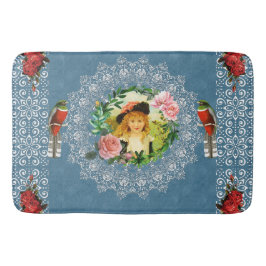 Collage Vintag Retro mit Spitzen und Blume Badematte