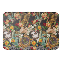 Collage Vintag Retro mit Spitzen und Blume Badematte