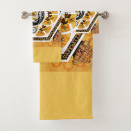 Collage Vintag Retro mit Spitzen und Blume Badhandtuch Set