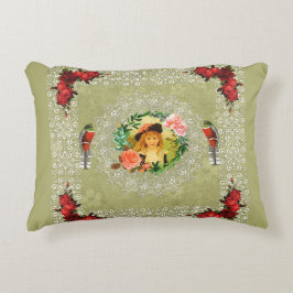 Collage Vintag Retro mit Spitzen und Blume Dekokissen