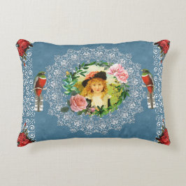 Collage Vintag Retro mit Spitzen und Blume Dekokissen