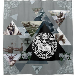 Collage Vintag Retro mit Spitzen und Blume Duschvorhang