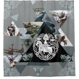Collage Vintag Retro mit Spitzen und Blume Duschvorhang