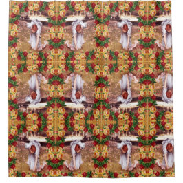 Collage Vintag Retro mit Spitzen und Blume Duschvorhang